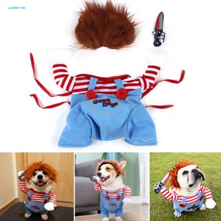 Pet Cosplay Attire Spooky Deadly Doll Costume Versatile Comfortable Halloween Outfit for Dogs Cats