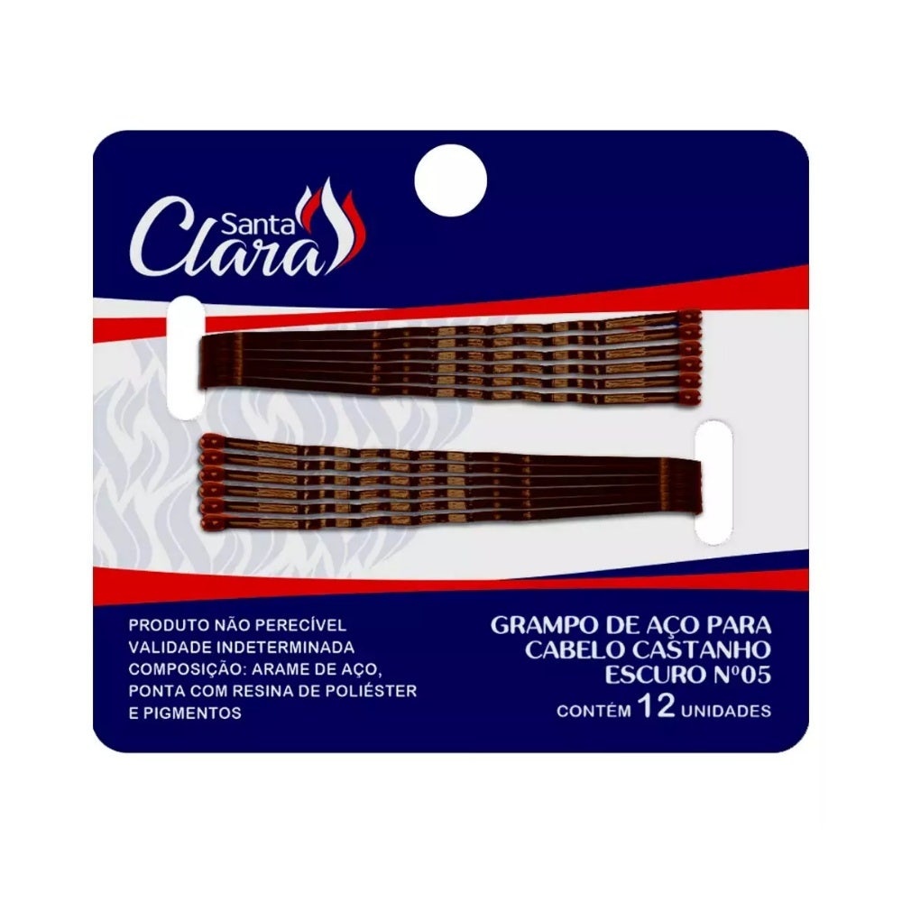 Grampo de Cabelo Santa Clara N 5 Castanho c/12un Grampo de Cabelo Santa Clara N 5 Castanho c/12un