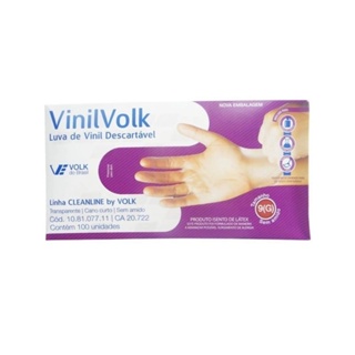 Luva De Vinil Volk Sem Amido c/100un Tam. G em Oferta na Shopee