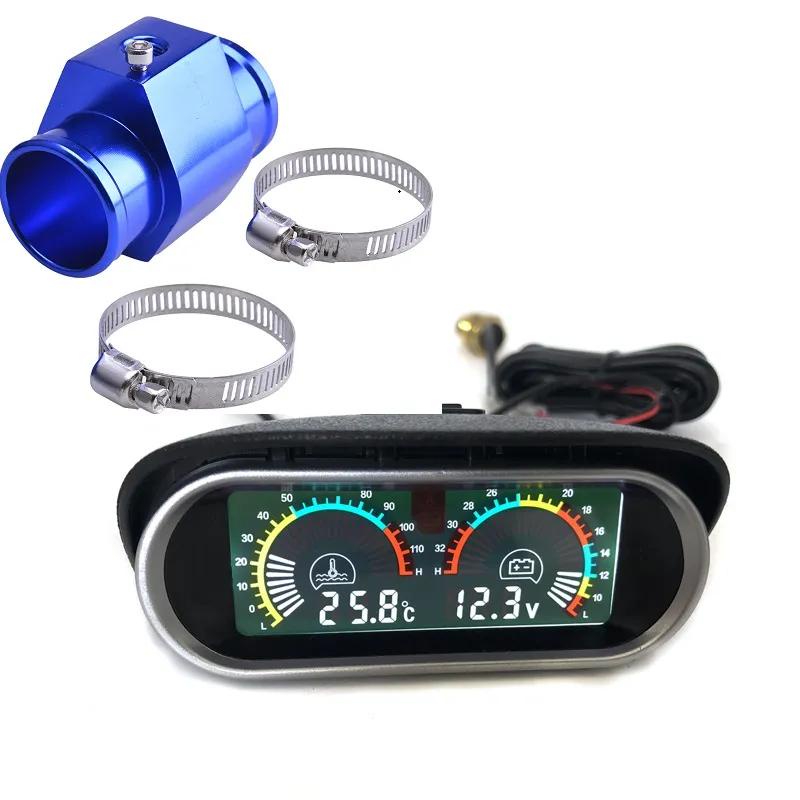 Medidor Automático LCD De Temperatura E Voltímetro De Água 2 Em 1 Com Adaptador De Tubo De Junta 1/8NPT OD 26MM-40MM