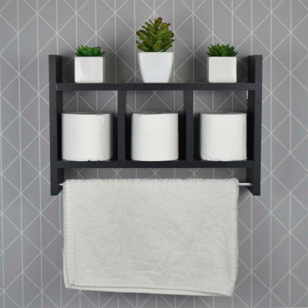 Nicho Porta Toalha Preto para Banheiro 45 x 30cm em Oferta na Shopee