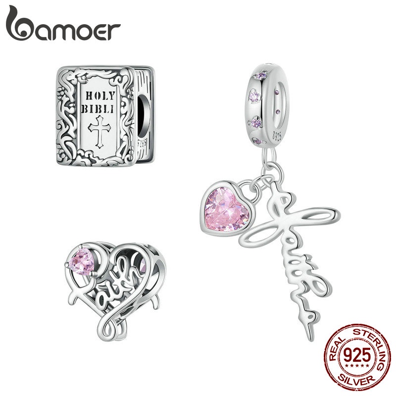 Bamoer 925 Sterling Sliver Charms Pendants Faith Bible Design Collection Acessórios Para Pulseiras DIY em Oferta na Shopee