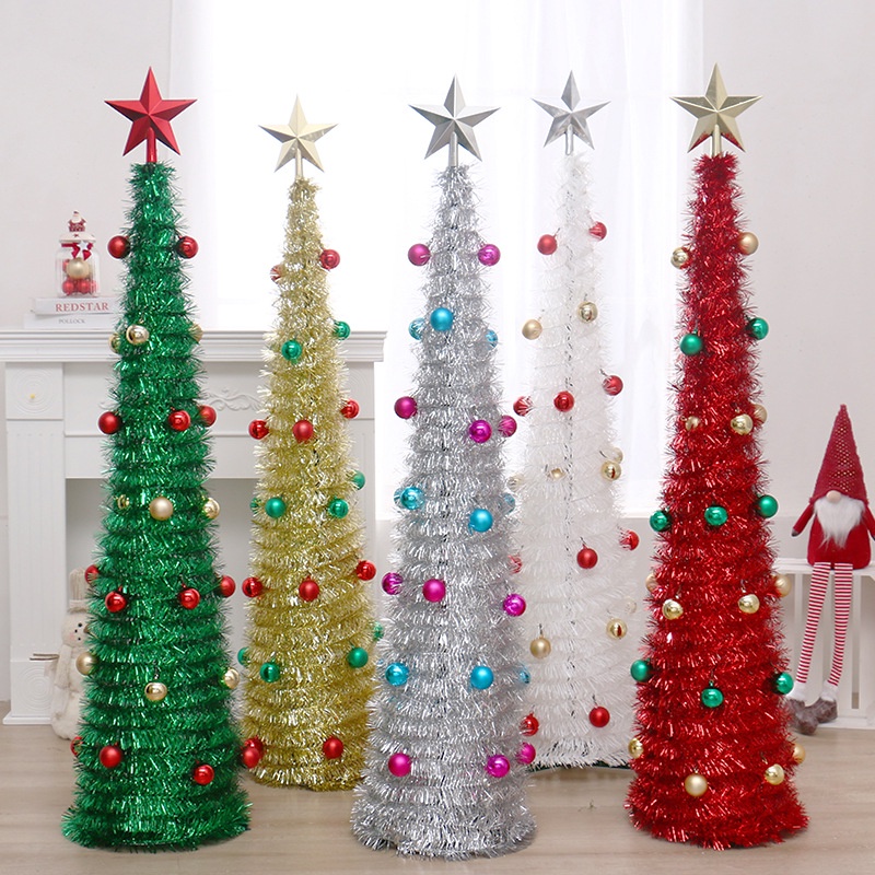 Decorações de Natal Tops dobráveis retráteis Pacote de árvore de Natal Enfeites de decorações de Natal