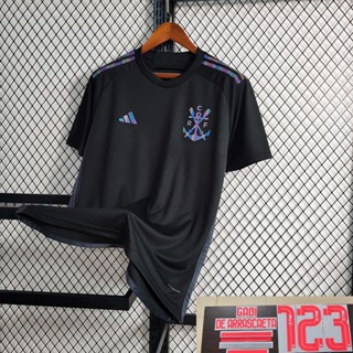 Camisa Esportiva Masculina de Futebol 23 / 24 F-O Segunda Camisa Esportiva Masculina de Jersey Preta Longe (Fonte Refletiva)
