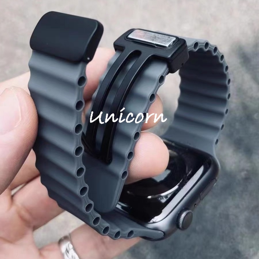 Pulseira Magnética De Silicone Oceano Para Apple watch band 46mm 44mm 42mm 45mm 49mm 40mm 41mm 38mm iWatch Série 11 10 7