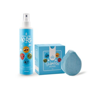 Linha Hidratei Kids: Leave-in Spray Multifuncional + Shampoo Sólido
