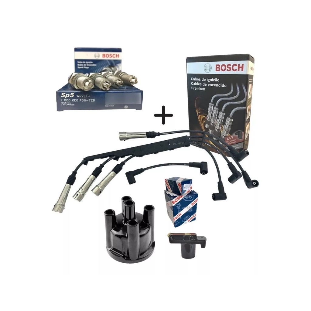 Kit Cabo + Vela + Tampa + Rotor Gol G2 G3 At Mi 97/05 Bosch