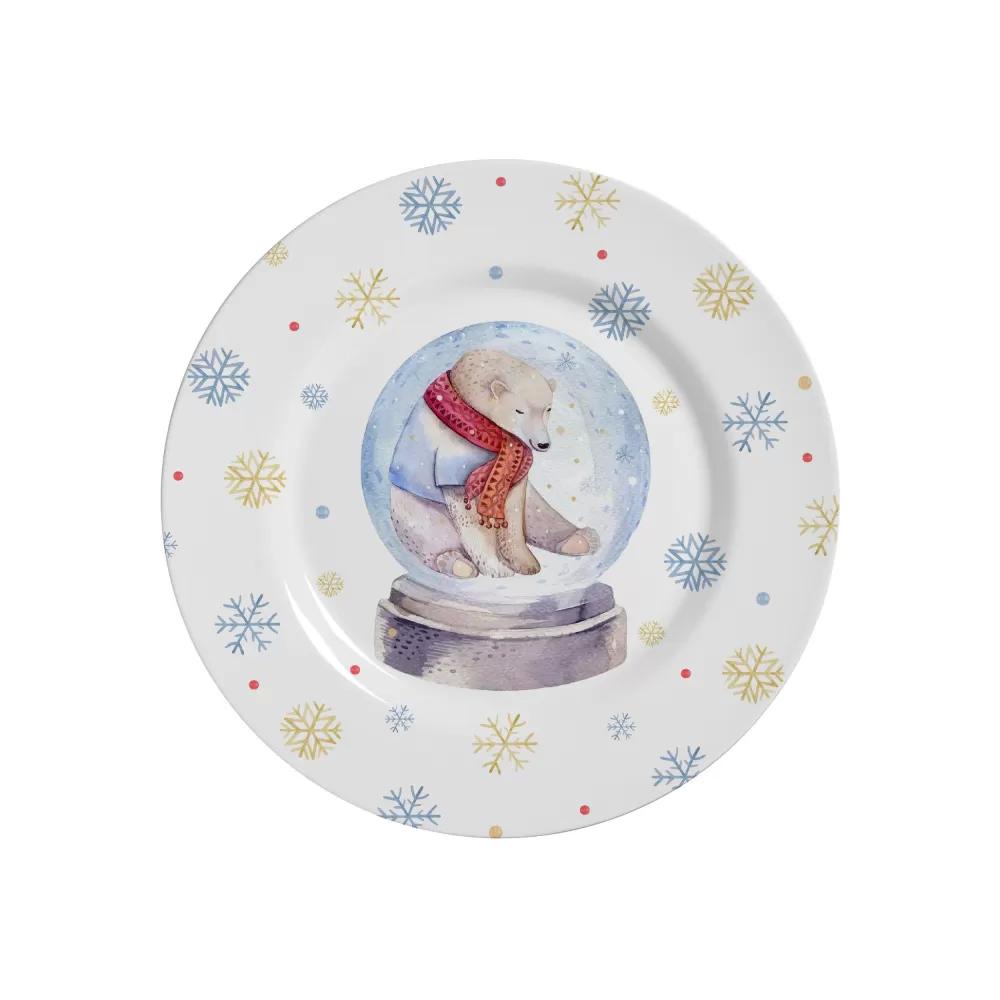 Conjunto com 6 Pratos de Sobremesa Holly Jolly Natal Ø21cm Cerâmica Alleanza