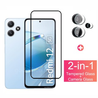 Película Protetora De Vidro e Câmera 9D 2 Em 1 Para Xiaomi Redmi 12 5G 12C 10A 10C 10 11 Prime Note 12 Pro 4G 5G 12 Pro Plus Pro+ 12S 5G