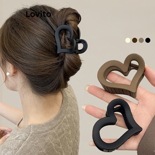 Lovito Clássico Presilhas de Cabelo em Forma de Coração para Mulheres LFA05037 (Café/Branco/Preto)