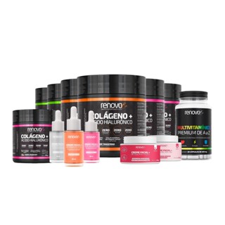 Kit 7 Colágenos Verisol® com Ácido Hialurônico Haplex® plus + Kit Sérum + Multivitamínico + Creme Facial Dia e Noite - Renova Be