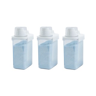 Kit de 3 porta sabão em pó 1,8L com copo dosador e travas de lavanderia - Oikos