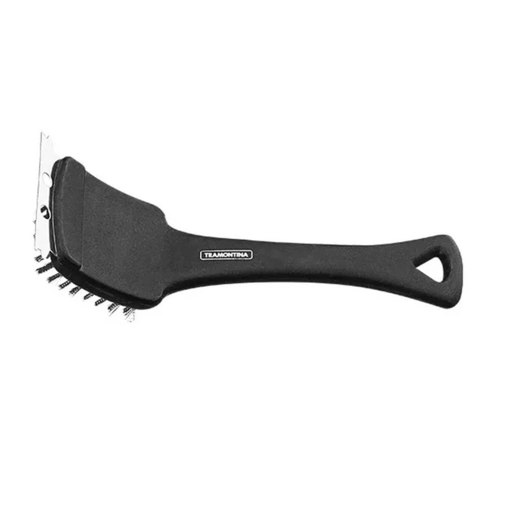 Escova Tramontina Churrasco com Cerdas em Aço Inox e Cabo de Polipropileno Preto 21,6 cm - 26460100 - Home & Living