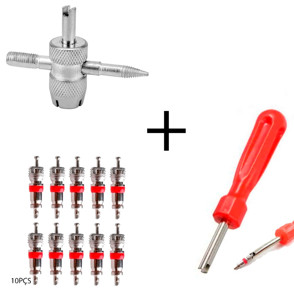 Kit Borracheiro Tarraxa Saca Núcleo Curto + Saca Núcleo 4 Usos Modelo Omega + Núcleo de Válvula Curto em Oferta na Shopee