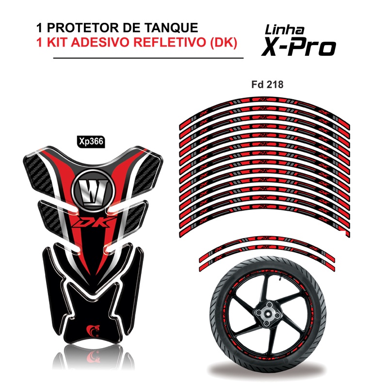 Combo Protetor Adesivo Tanque E Aro Moto Haojue Dk 150 Vermelho