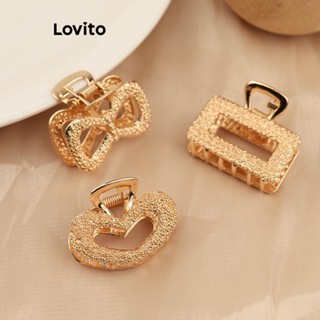 Lovito Elegante Presilhas de Cabelo Quadradas com Borboleta de Metal e Textura de Padrão de Coração para Mulheres LFA07090 (Estilo 1/Estilo 2/Estilo 3)