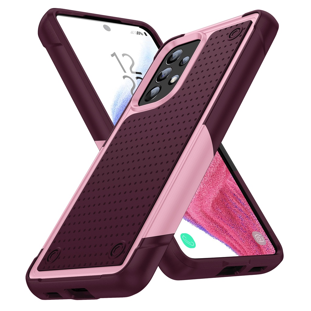Para Samsung Galaxy A04S A12s A12 Nacho A13 A14 A22 A23 A32 A33 A52 A52S A53 A54 A71 A73 F12 M12 Estojo , Dupla Camada De PC Rígido Costas E Pára-Choques Resilientes À Prova De Choque