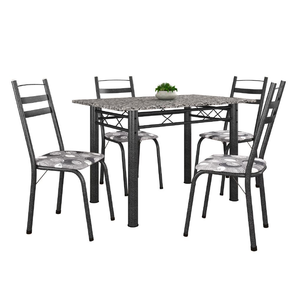 Conjunto De Mesa Itália Com 4 Cadeiras 1,20m Artefamol Dark / Granito - Home & Living