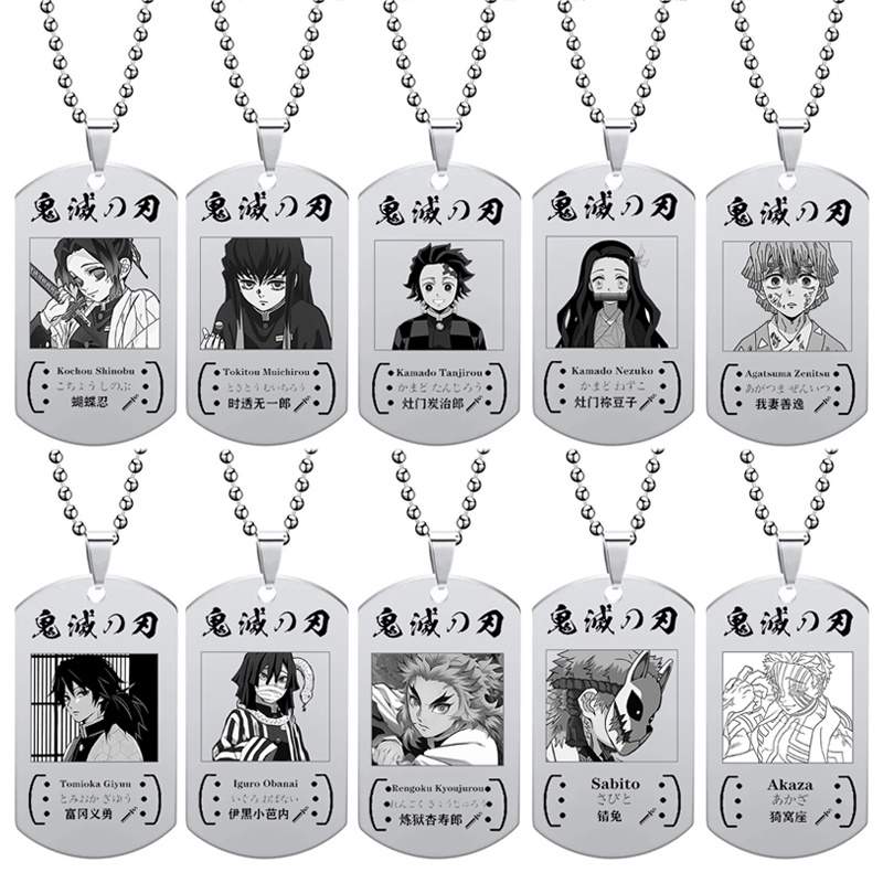 Anime Demon Slayer Necklace Kimetsu No Yaiba Tanjiro Pingente De Aço Inoxidável Homem Moda Mulher Cosplay Acessório