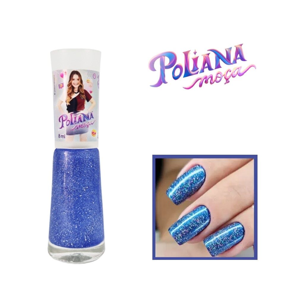 Esmalte p/ Unhas Poliana Moça Azul c/ Glitter Lorena 8ml