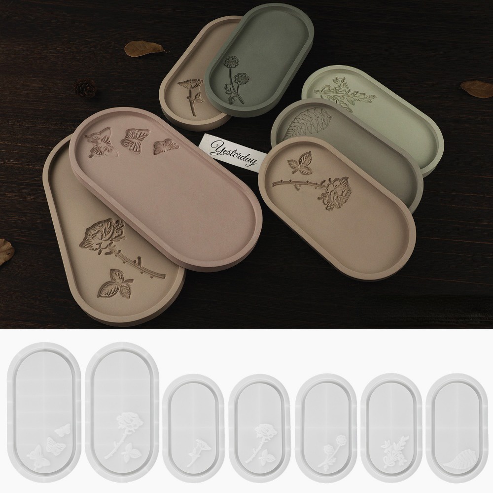 Molde De Silicone Bandeja Resina Epóxi Polígono Oval Armazenamento De Mesa Copos Artesanal Feito À Mão