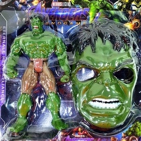 Kit Boneco + Mascara Hulk Super Heróis Avengers Vingadores Figura de Ação 22 cm Articulável Envio Imediato