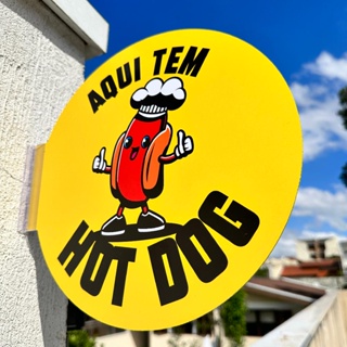Placa Dupla Face Uso Externo - Aqui tem Hot Dog em Oferta na Shopee