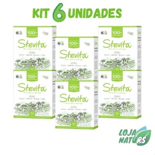 KIT 6 Adoçantes em Pó Sachê Sem Glúten 30g com 50 Envelopes de 0,6g - Stevita