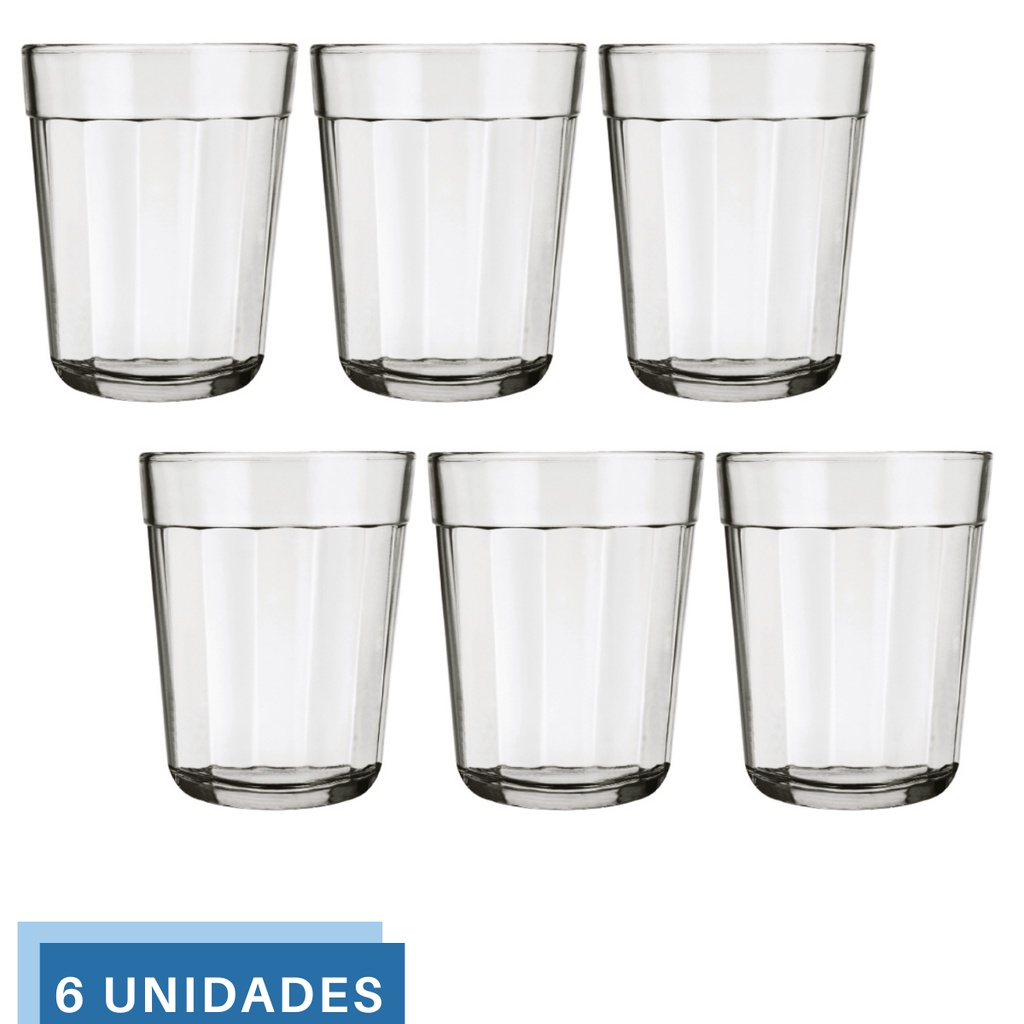 6 Mini Copos Americano Shot Cachaça 45ml Vidro Dose Nadir