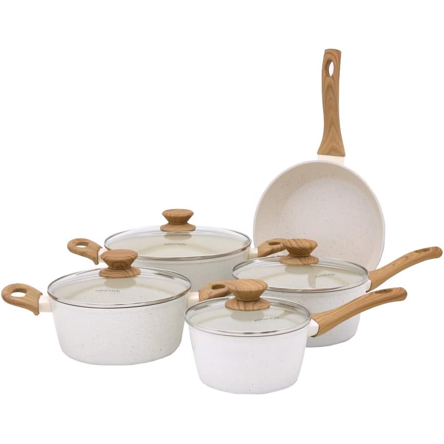 Kit 5 Panelas Mimo Style Tampa Vidro Temperado SoftTouch Fundo Triplo Fogão Gás Elétrico Indução - Home & Living