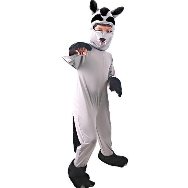 Fantasia Lobo Cinza Infantil Com Capuz E Rabo
 em Oferta na Shopee