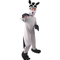 Fantasia Lobo Cinza Infantil Com Capuz E Rabo