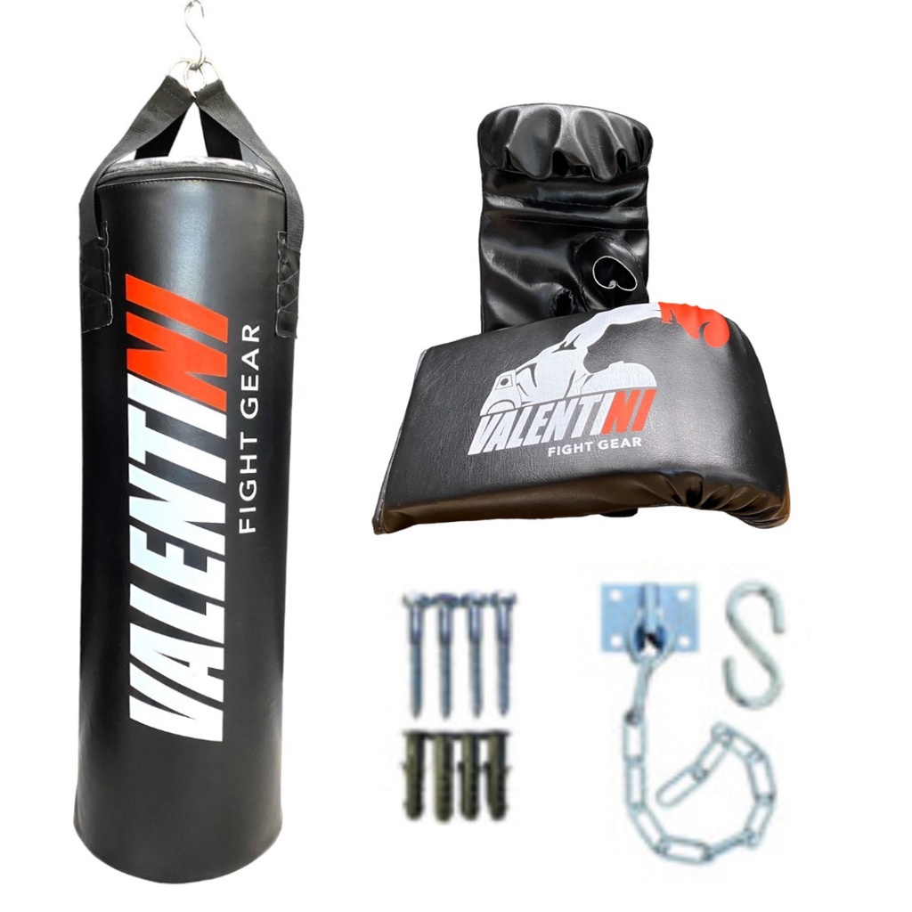Saco de Pancada VALENTINI  70 cm - Treino Boxe Muay Thai  + 1 pares Luva Bate Saco + suporte de teto