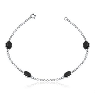 Pulseira Feminina de Prata 925 Gota Preto