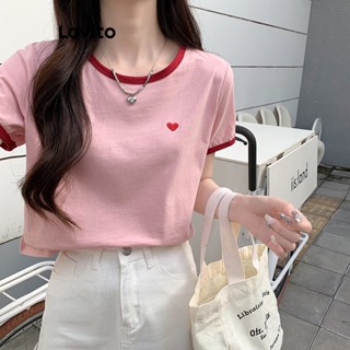 Lovito Camiseta Casual Em Forma De Coração Para Mulheres LNE38169 (Rosa)