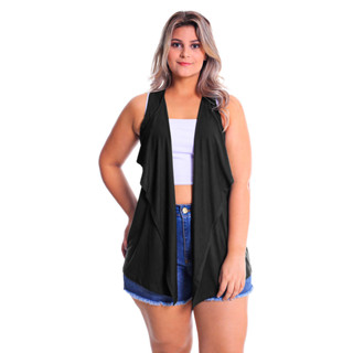 Colete Bico Plus Size Feminino Malha Viscolycra Básico Terceira Peça Confortável G GG G1 G2 G3 G4 G5