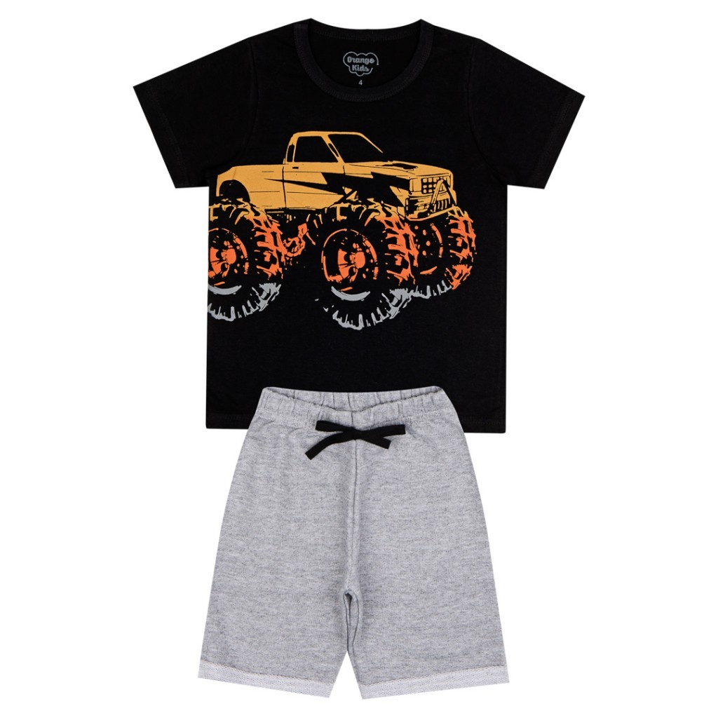 Conjunto Infantil Masculino Verão Camiseta e Bermuda Estampada Jeep