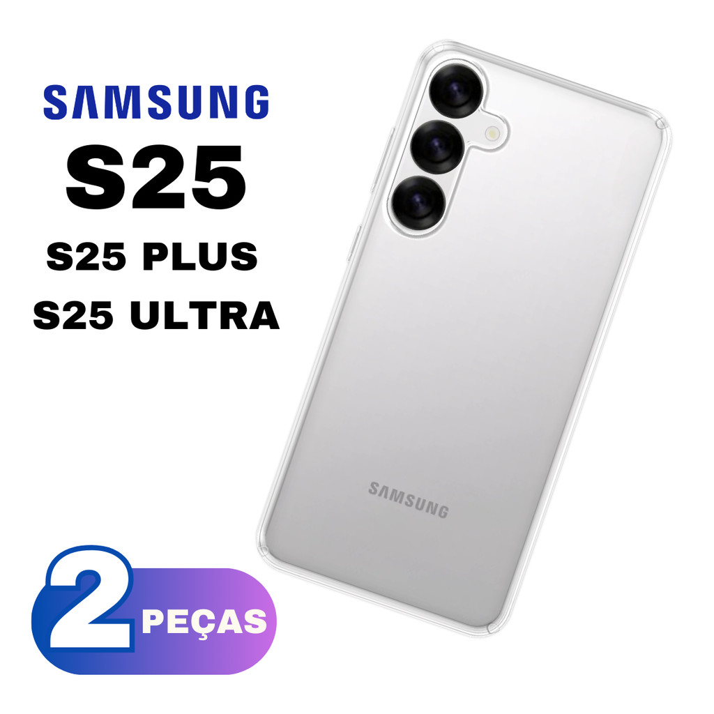 Kit 2 Capinha Transparente Silicone Anti Impacto Samsung S25 / S25 Plus / S25 Ultra