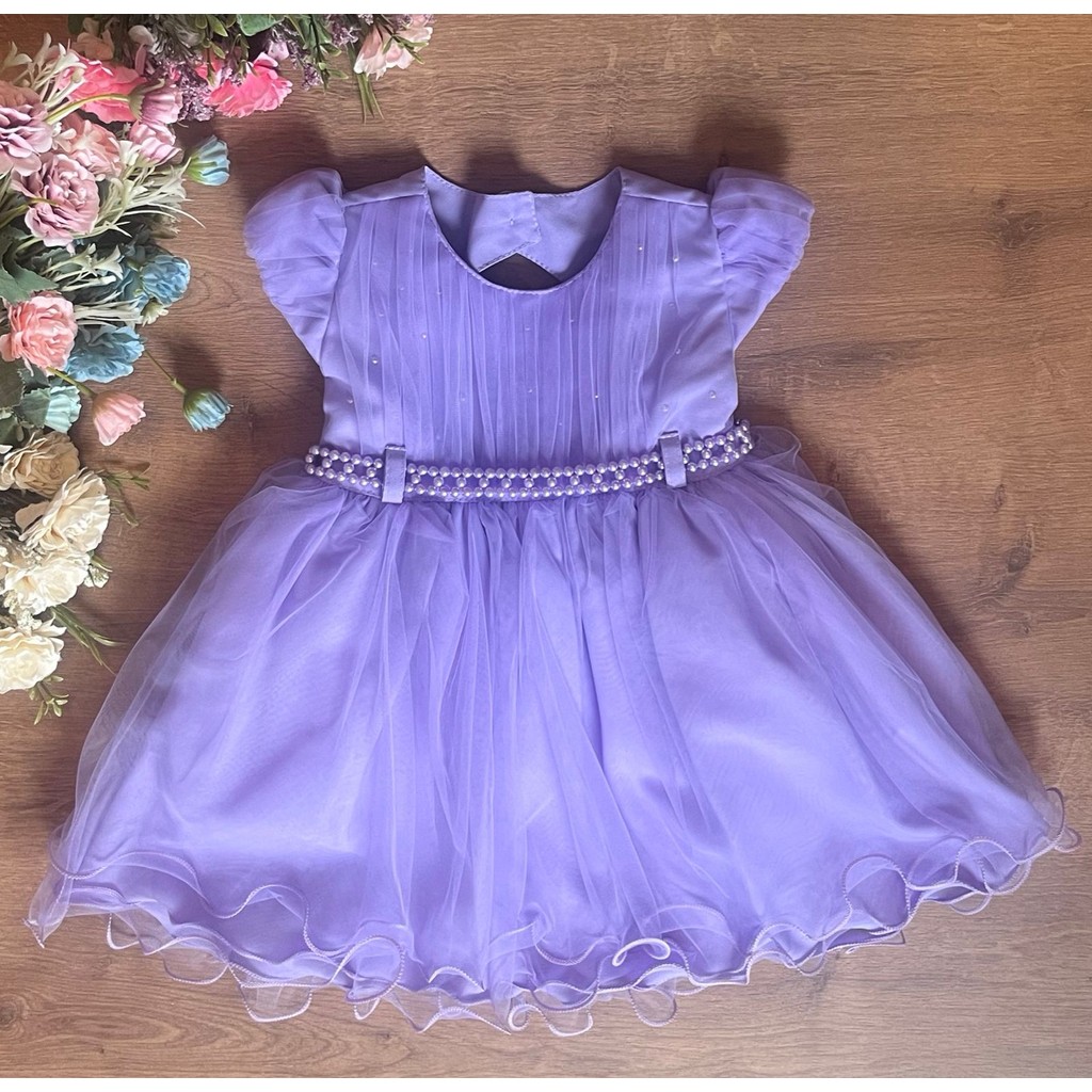 Vestido lilas festa infantil luxo realeza bebe daminha RN a 3 anos — imagem 2 de 2