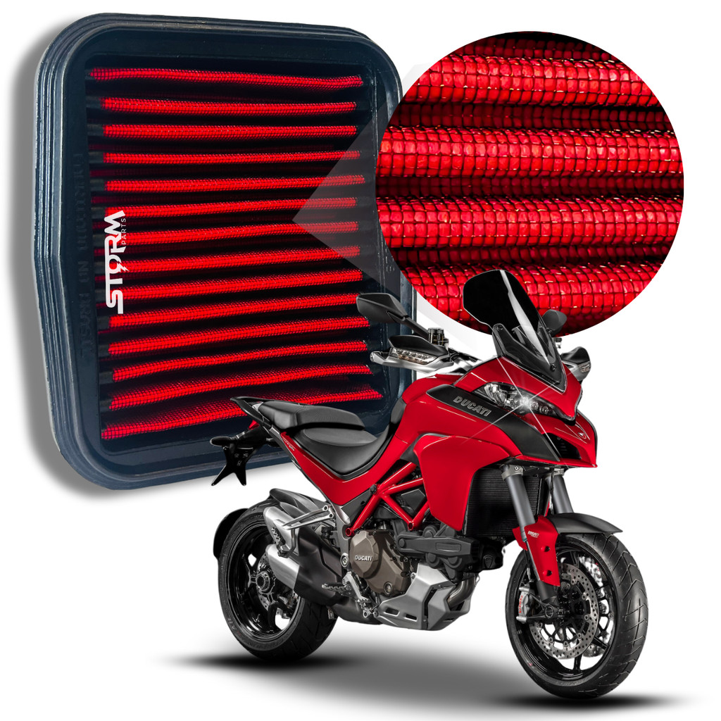Filtro Ar Esportivo Moto Ducati Multistrada 1200 CC Ano 2016 a 2019 Potencia Lavavel Reutilizável