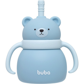 Copo Ursinho Menino em Silicone com Canudo 6m+ Buba em Oferta na Shopee