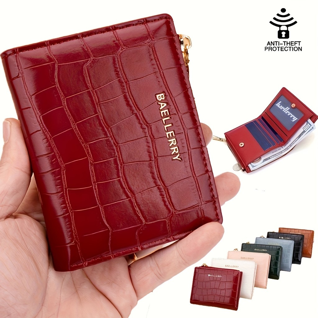 Bolsa Carteira Feminina De Moedas Com Zíper Pequena, Padrão Pedra, Fechadura De Cartão De Crédito em Oferta na Shopee