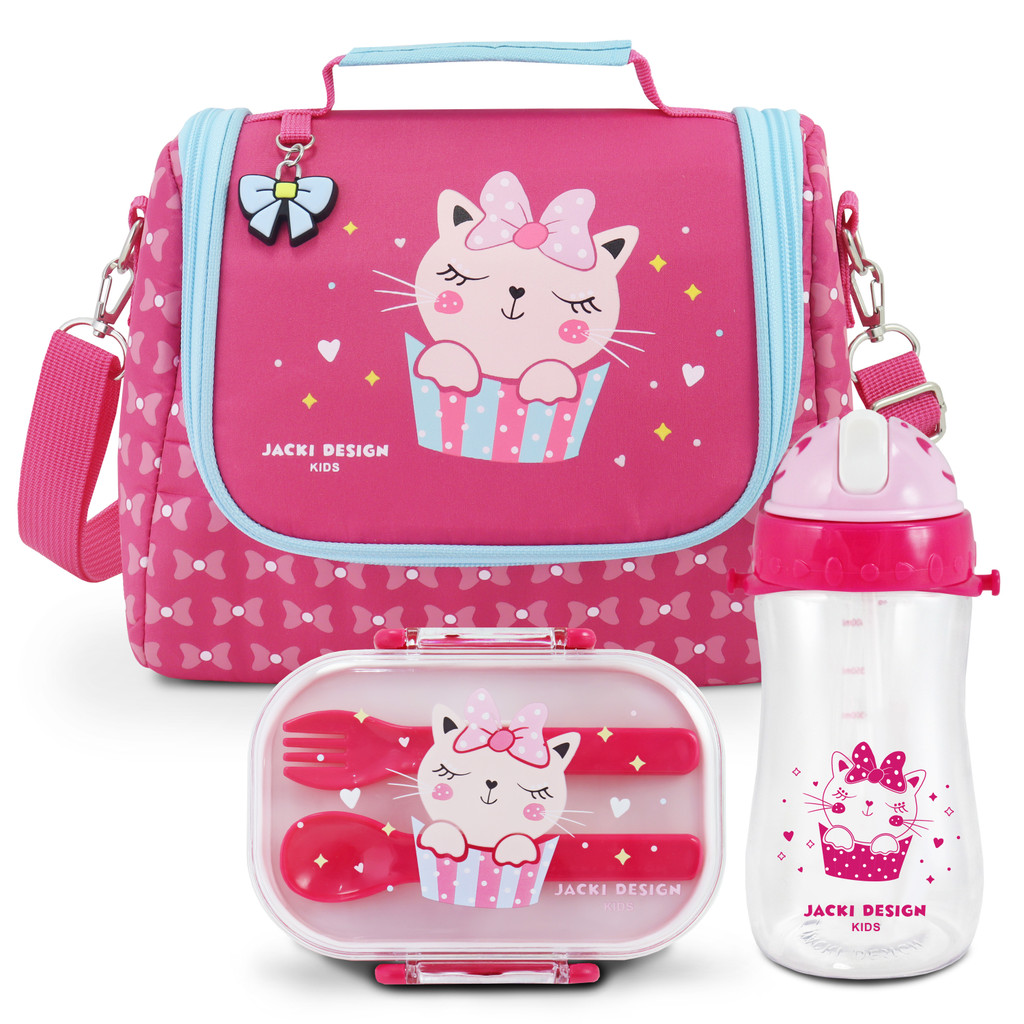 KIT Lancheira Térmica 6950ml + Pote + Garrafa GATINHA PINK em Oferta na Shopee