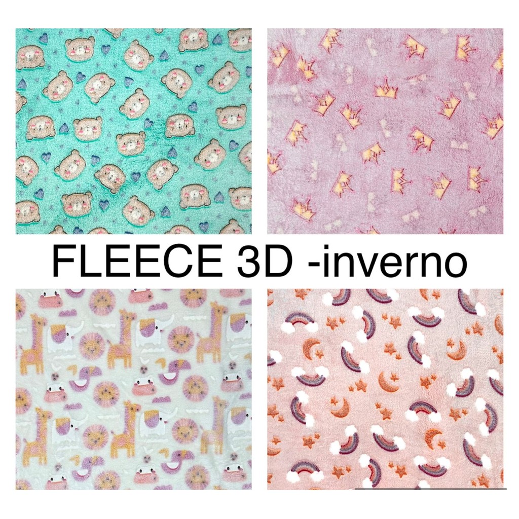Tecido Fleece 3D 2 mt X 1,55mt INVERNO Estampado Mantinha Manta Microsoft Microfibra RF07