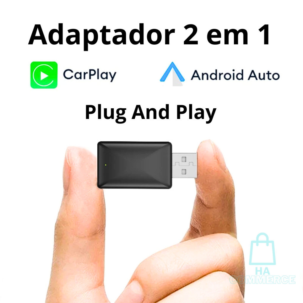 Adaptador Bluetooth Carro Carplay Sem Fio Gps Wifi Automotivo Multimidia Android Auto Apple KPL064