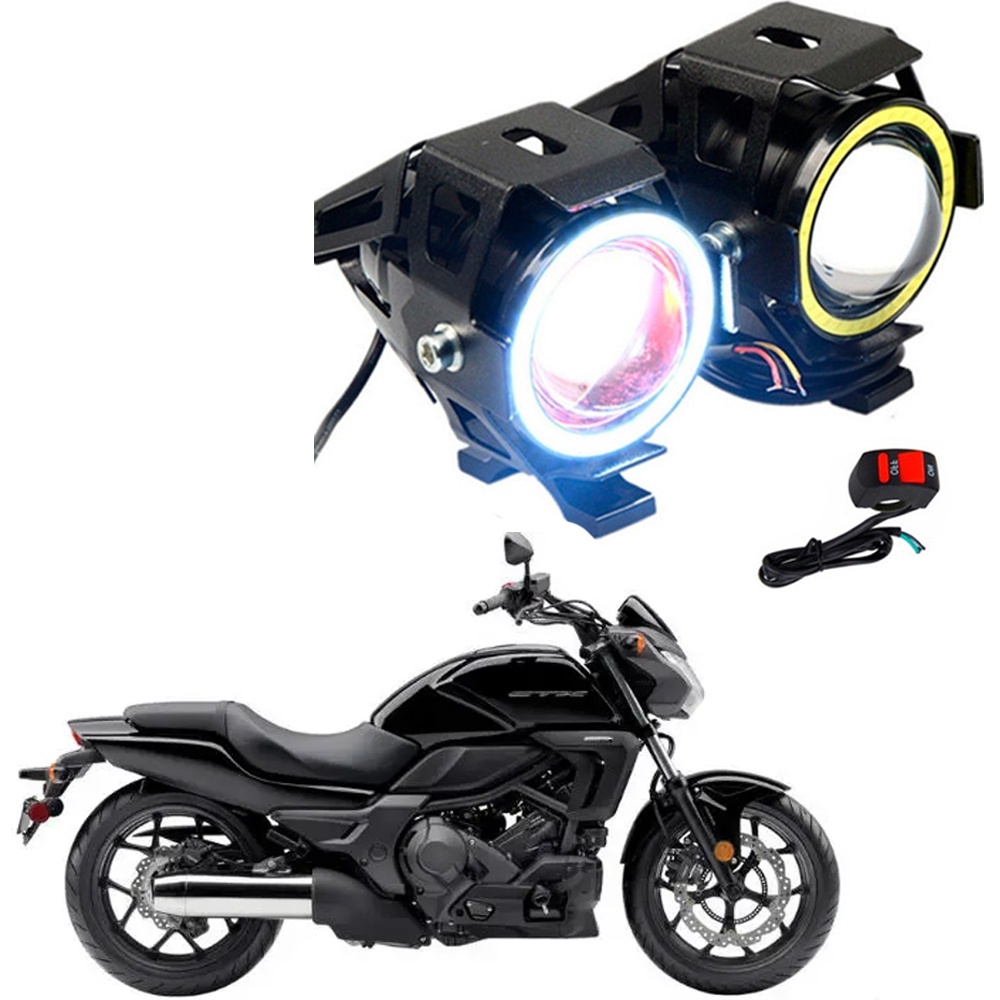 Par Farol de Milha para Moto Honda CTX 700N 2014 Angel Eye U7 Mini