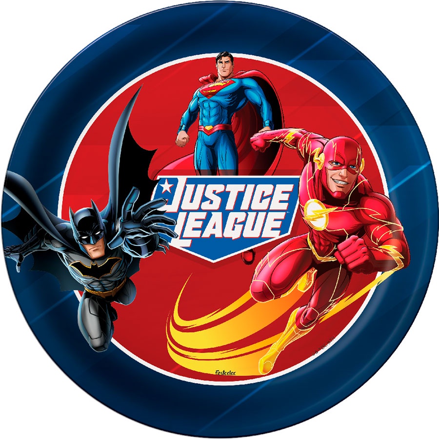 Prato de Papel Redondo - Liga da Justiça - 8 unidades - Festcolor - Rizzo - Home & Living