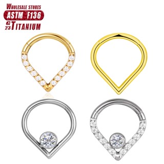 Clicker Tragus Cartilage Piercing Septum Segmento De Dobradiças Anéis De Nariz Em Forma De Gota Para Brincos Femininos Zircon F136 Titanium Perforated Helix Sexy Body Jewelry em Oferta na Shopee
