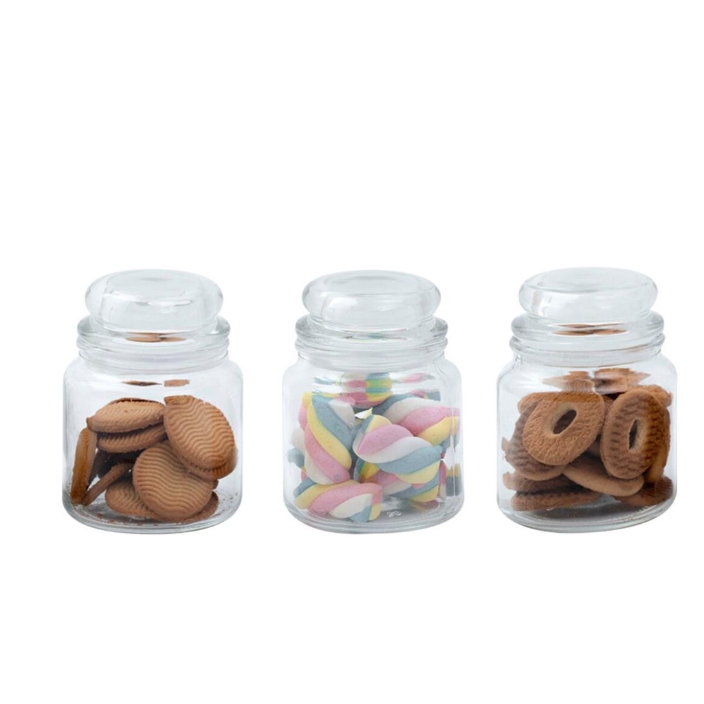 Kit 3 potes de vidro com tampa herméticos redondos 500ml - Mozcada em Oferta na Shopee