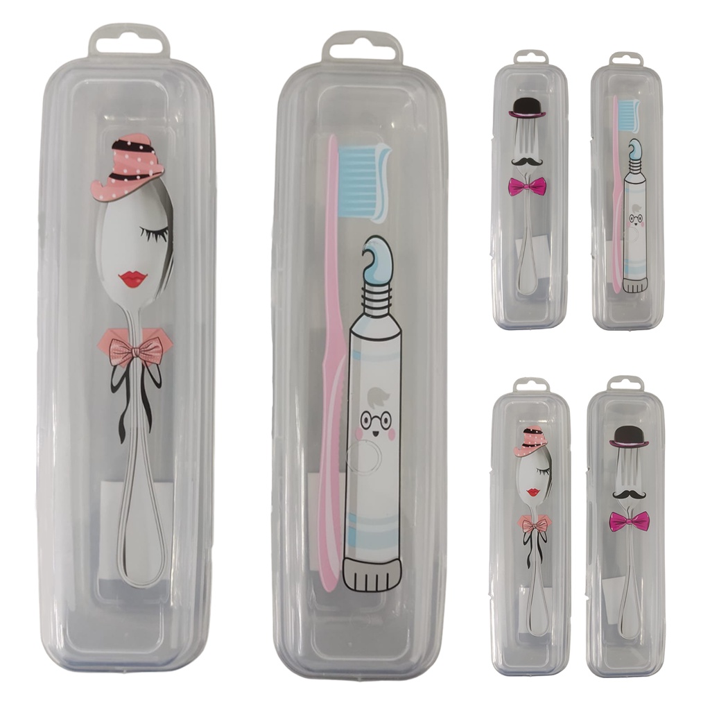 Estojo Porta Talher e Escova e Pasta de Dente com Trava  de Plástico